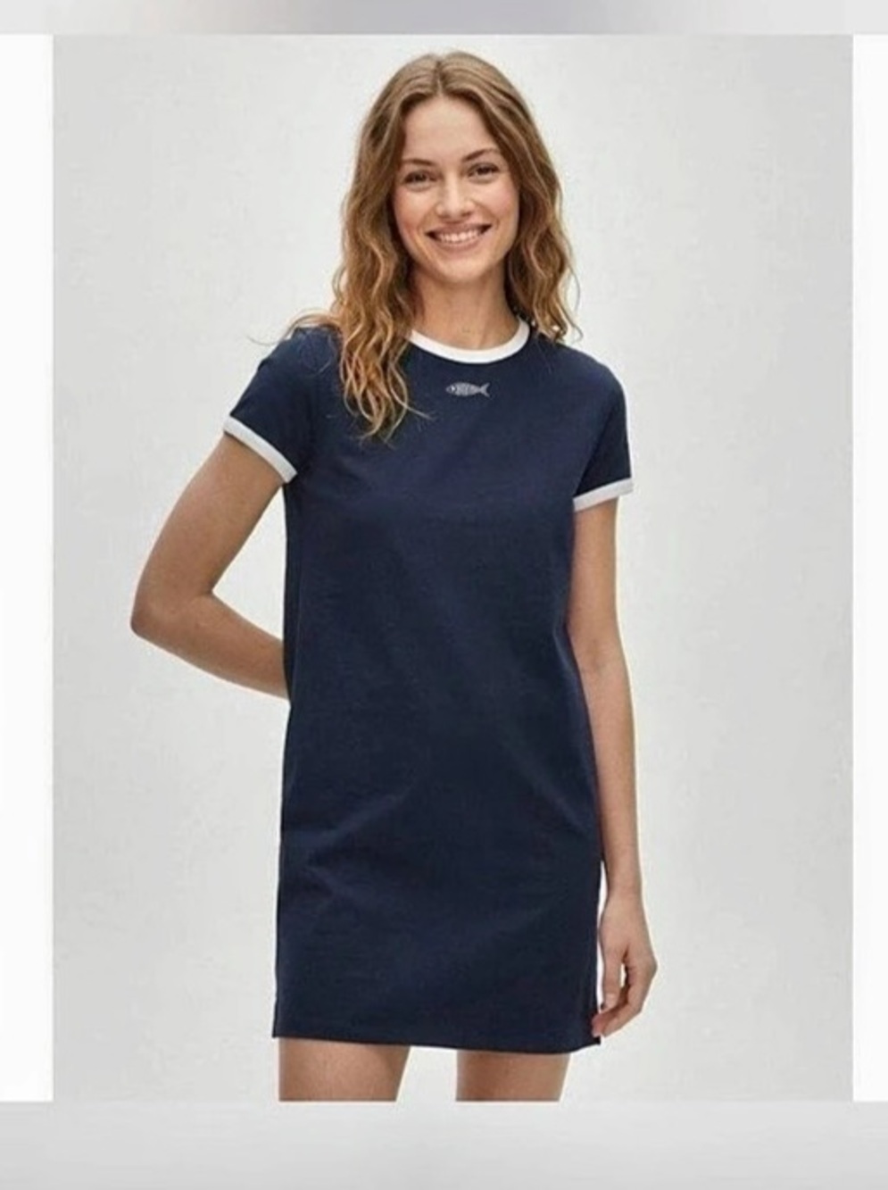 NWT J. Crew Vintage Jersey Embroidered Ringer T-shirt Dress XS
